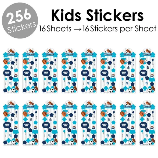 Big Dot of Happiness Go, Fight, Win - Sports - Birthday Party Favor Kids Stickers - 16 Sheets - 256 Stickers {3}