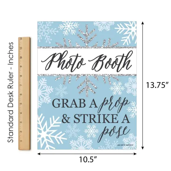 Big Dot of Happiness Winter Wonderland Photo Booth Sign - Winter Party Decor - Printed on Sturdy Plastic - 10.5 x 13.75" Sign with Stand - 1 Piece {7}