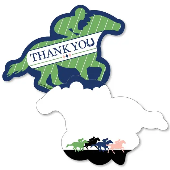 Big Dot of Happiness Kentucky Horse Derby - Shaped Thank You Cards - Horse Race Party Thank You Note Cards with Envelopes - Set of 12 {1}