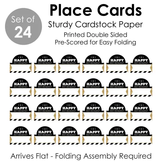 Big Dot of Happiness Happy Retirement - Retirement Party Tent Buffet Card - Table Setting Name Place Cards - Set of 24 {7}