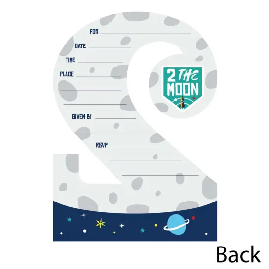 Big Dot of Happiness 2nd Birthday Two The Moon - Shaped Fill-in Invites - Space Second Birthday Party Invitation Cards with Envelopes - Set of 12 {6}