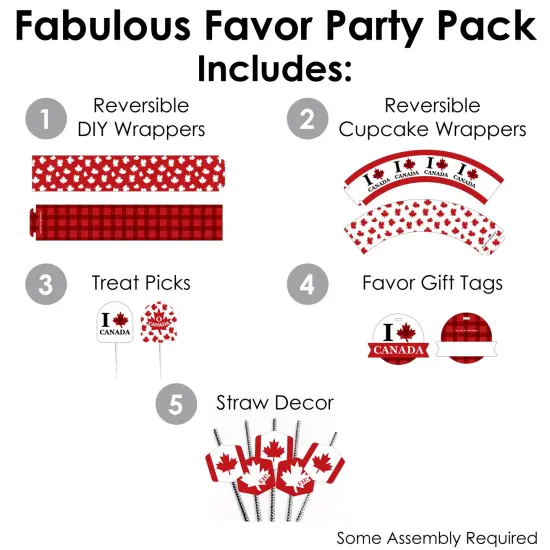 Big Dot of Happiness Canada Day - Canadian Party Favors and Cupcake Kit - Fabulous Favor Party Pack - 100 Pieces {3}