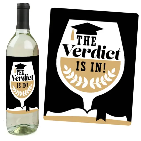 Big Dot of Happiness Law School Grad - Future Lawyer Graduation Party Decorations for Women and Men - Wine Bottle Label Stickers - Set of 4 {6}