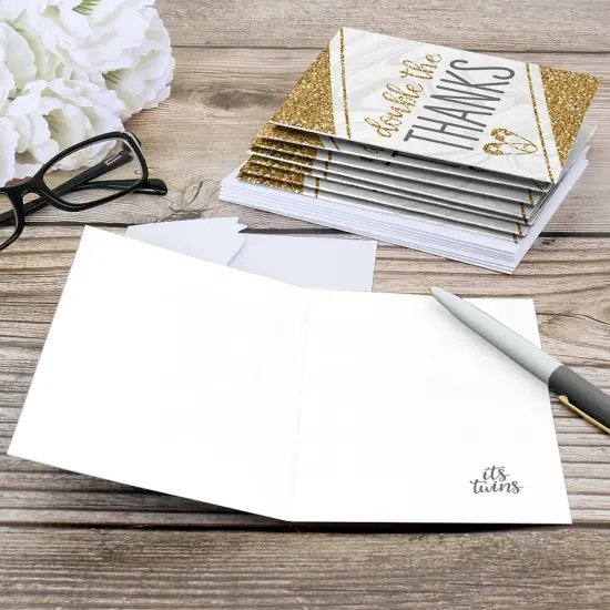 Big Dot of Happiness It's Twins - Gold Twins Baby Shower Thank You Cards (8 count) {6}
