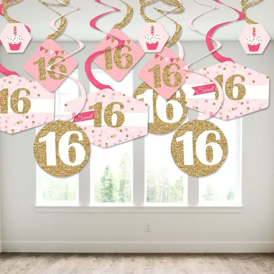 Big Dot of Happiness Sweet 16 - 16th Birthday Party Hanging Decor - Party Decoration Swirls - Set of 40 {4}