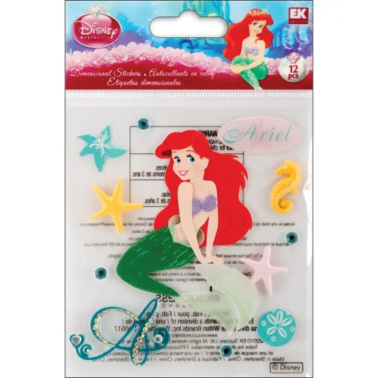 EK Success Disney Princess Dimensional Stickers - Ariel, 12pcs {1}