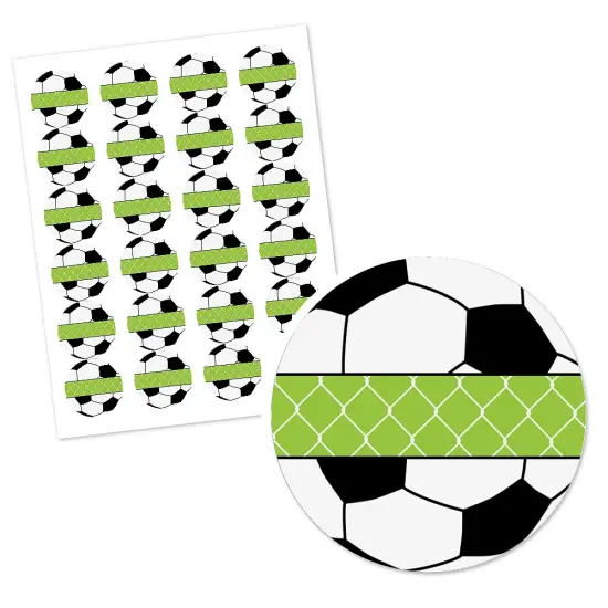 Big Dot of Happiness Goaaal - Soccer - Baby Shower or Birthday Party Circle Sticker Labels - 24 Count {3}