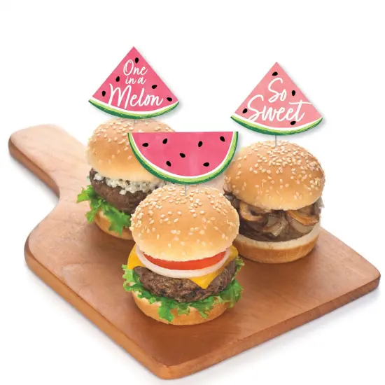 Big Dot of Happiness Sweet Watermelon - Dessert Cupcake Toppers - Fruit Party Clear Treat Picks - Set of 24 {4}