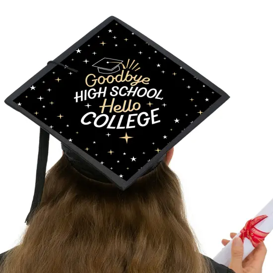 Big Dot of Happiness Goodbye High School, Hello College - Graduation Cap Decorations Kit - Grad Cap Cover {6}