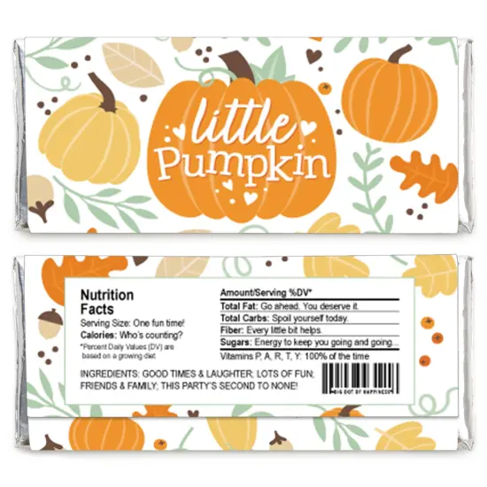 Big Dot of Happiness Little Pumpkin - Candy Bar Wrapper Fall Birthday Party or Baby Shower Favors - Set of 24 {3}