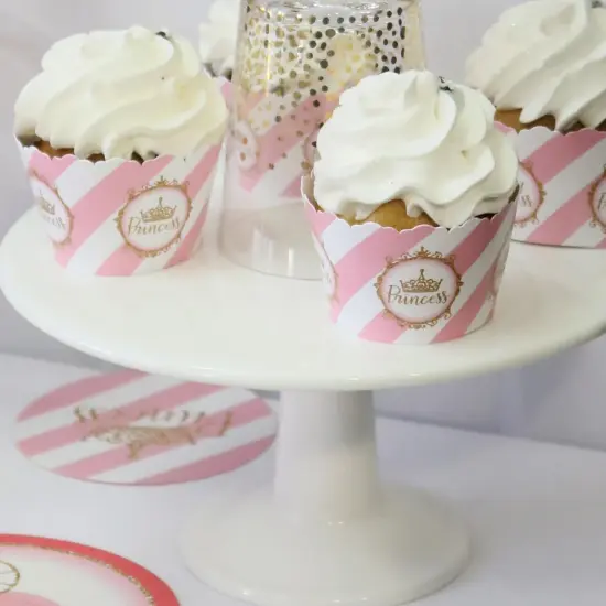 Big Dot of Happiness Little Princess Crown - Pink and Gold Princess Baby Shower or Birthday Party Decorations - Party Cupcake Wrappers - Set of 12 {7}