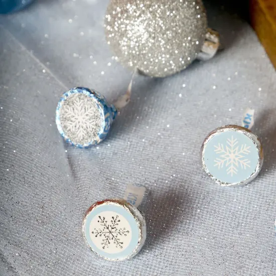 Big Dot of Happiness Winter Wonderland - Snowflake Party and Winter Wedding Round Candy Sticker Favors - Labels Fits Chocolate Candy (1 Sheet of 108) {6}