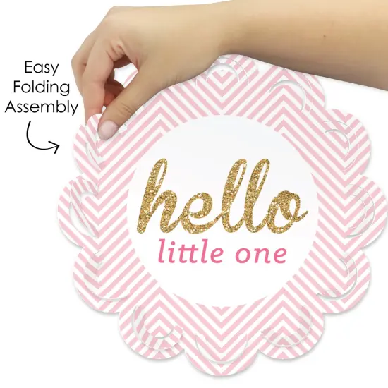 Big Dot of Happiness Hello Little One - Pink and Gold - Girl Baby Shower Round Table Decorations - Paper Chargers - Place Setting For 12 {6}