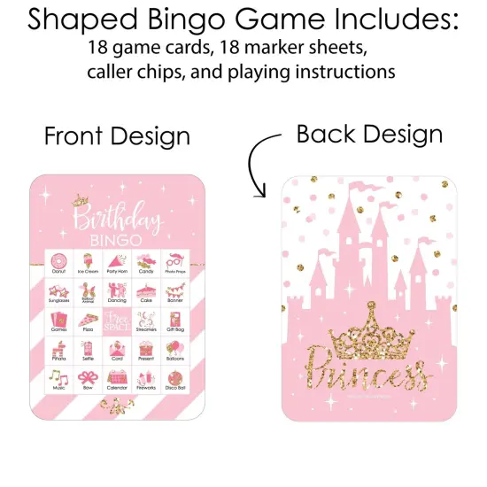 Big Dot of Happiness Little Princess Crown - Picture Bingo Cards and Markers - Birthday Party Bingo Game - Set of 18 {4}