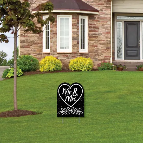 Big Dot of Happiness Black and White Mr. and Mrs. - Outdoor Lawn Sign - Wedding Congratulations Yard Sign - 1 Piece {4}