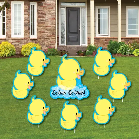 Big Dot of Happiness Ducky Duck - Yard Sign & Outdoor Lawn Decorations - Baby Shower or Birthday Party Yard Signs - Set of 8 {1}