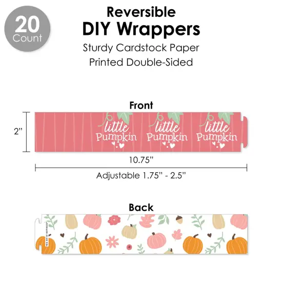 Big Dot of Happiness Girl Little Pumpkin - Fall Birthday Party or Baby Shower Favors and Cupcake Kit - Fabulous Favor Party Pack - 100 Pieces {4}