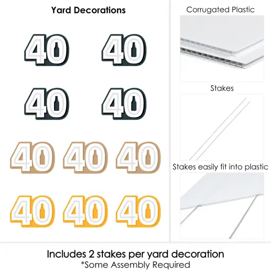 Big Dot of Happiness Cheers and Beers to 40 Years - Forty Shaped Lawn Decorations - Outdoor 40th Birthday Party Yard Decorations - 10 Piece {7}