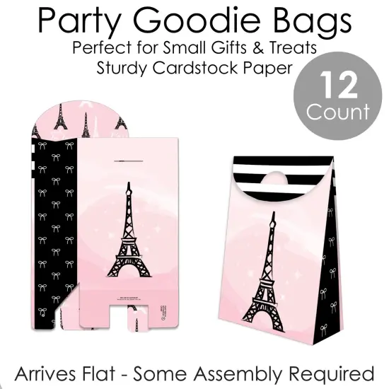 Big Dot of Happiness Paris, Ooh La La - Paris Themed Baby Shower or Birthday Gift Favor Bags - Party Goodie Boxes - Set of 12 {7}