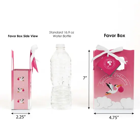 Big Dot of Happiness Girl Special Delivery - Pink It's a Girl Stork Baby Shower Favor Boxes - Set of 12 {3}