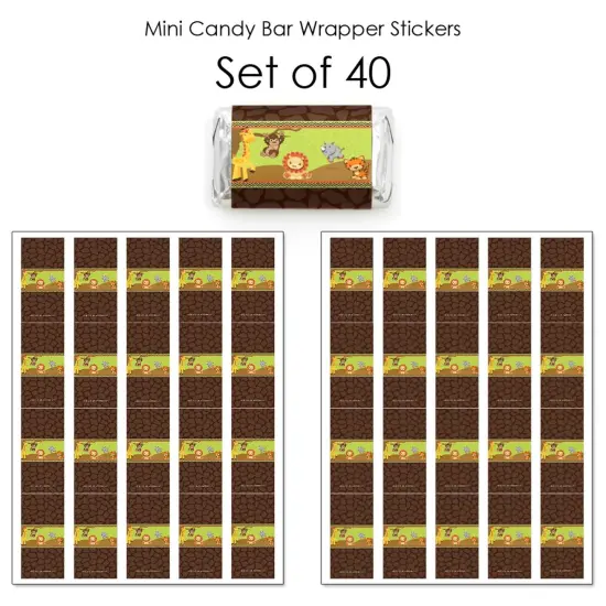 Big Dot of Happiness Funfari - Fun Safari Jungle - Mini Candy Bar Wrapper Stickers - Baby Shower or Birthday Party Small Favors - 40 Count {4}