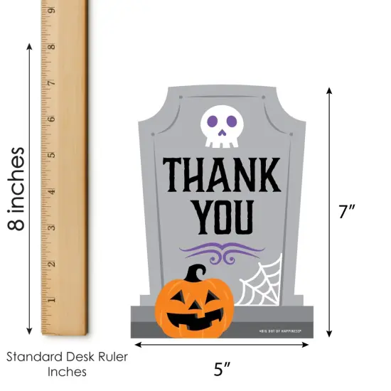 Big Dot of Happiness Cute and Colorful Tombstones - Shaped Thank You Cards - Kids Halloween Party Thank You Note Cards with Envelopes - Set of 12 {7}