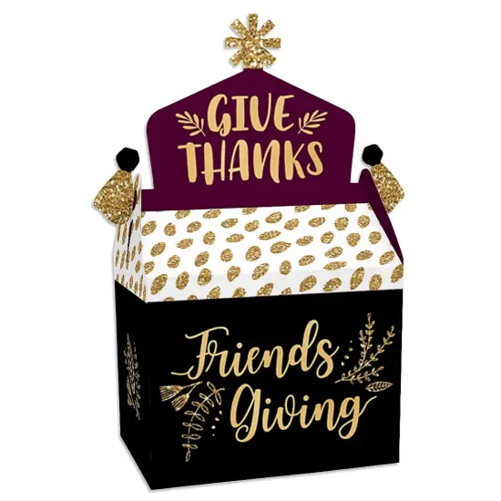 Big Dot of Happiness Elegant Thankful for Friends - Treat Box Party Favors - Friendsgiving Thanksgiving Party Goodie Gable Boxes - Set of 12 {1}