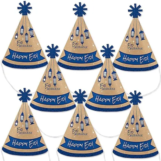 Big Dot of Happiness Eid Mubarak - Mini Happy Eid Cone Hats - Small Little Ramadan Party Hats - Set of 8 {1}