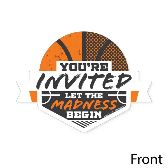 Big Dot of Happiness Basketball - Let the Madness Begin - Shaped Fill-In Invites - College Basketball Party Invite Cards with Envelopes - Set of 12 {4}