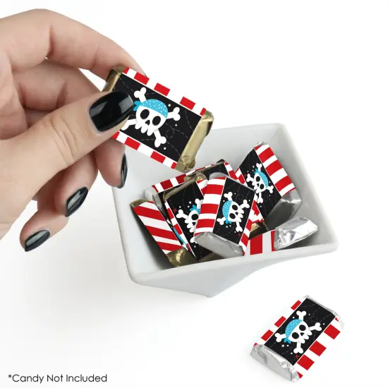 Big Dot of Happiness Pirate Ship Adventures - Mini Candy Bar Wrapper Stickers - Skull Birthday Party Small Favors - 40 Count {3}