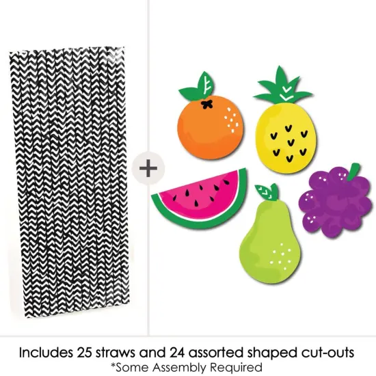 Big Dot of Happiness Tutti Fruity Paper Straw Decor - Frutti Summer Baby Shower or Birthday Party Striped Decorative Straws - Set of 24 {4}