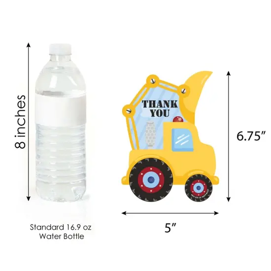 Big Dot of Happiness Construction Truck - Shaped Thank You Cards - Baby Shower or Birthday Party Thank You Note Cards with Envelopes - Set of 12 {7}