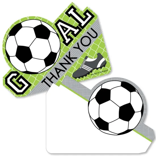 Big Dot of Happiness Goaaal - Soccer - Shaped Thank You Cards - Baby Shower or Birthday Party Thank You Note Cards with Envelopes - Set of 12 {1}