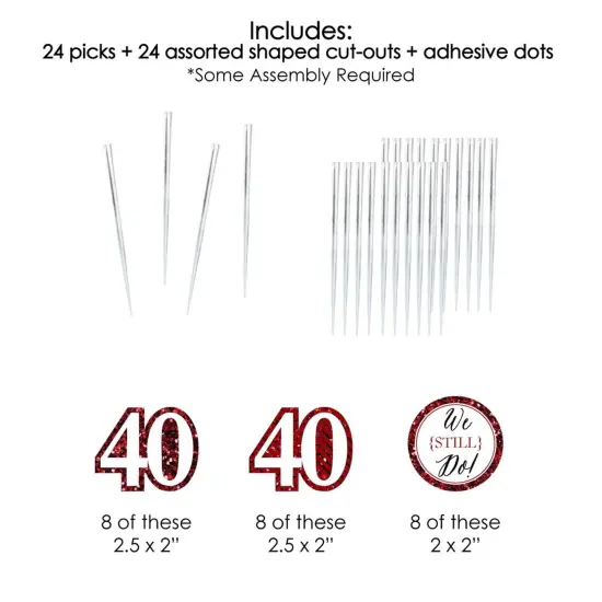 Big Dot of Happiness We Still Do - 40th Wedding Anniversary - Dessert Cupcake Toppers - Anniversary Party Clear Treat Picks - Set of 24 {7}