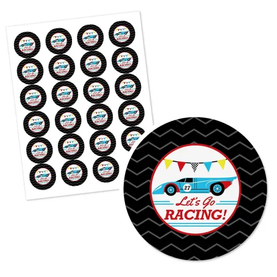 Big Dot of Happiness Let's Go Racing - Racecar - Baby Shower or Race Car Birthday Party Circle Sticker Labels - 24 Count {3}