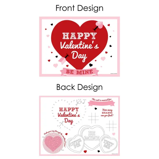Big Dot of Happiness Conversation Hearts - Paper Valentine's Day Party Coloring Sheets - Activity Placemats - Set of 16 {7}