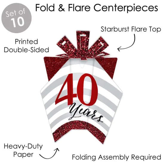 Big Dot of Happiness We Still Do - 40th Wedding Anniversary - Table Decorations - Anniversary Party Fold and Flare Centerpieces - 10 Count {4}