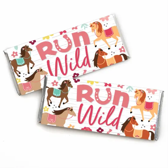 Big Dot of Happiness Run Wild Horses - Candy Bar Wrapper Pony Birthday Party Favors - Set of 24 {1}