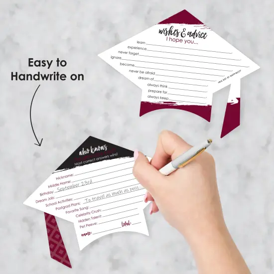 Big Dot of Happiness Maroon Grad - Best is Yet to Come - 2-in-1 Burgundy Graduation Party Cards - Activity Duo Games - Set of 20 {4}