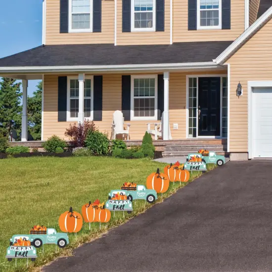 Big Dot of Happiness Happy Fall Truck - Lawn Decorations - Outdoor Harvest Pumpkin Party Yard Decorations - 10 Piece {4}