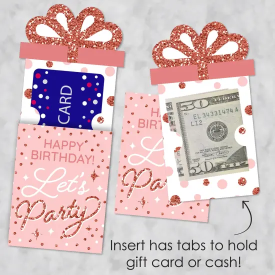 Big Dot of Happiness Pink Rose Gold Birthday - Happy Birthday Party Money and Gift Card Sleeves - Nifty Gifty Card Holders - Set of 8 {4}