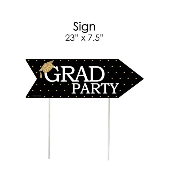 Big Dot of Happiness Arrow Gold Graduation Party Direction Signs - Double Sided Outdoor Yard Signs - Set of 6 {7}
