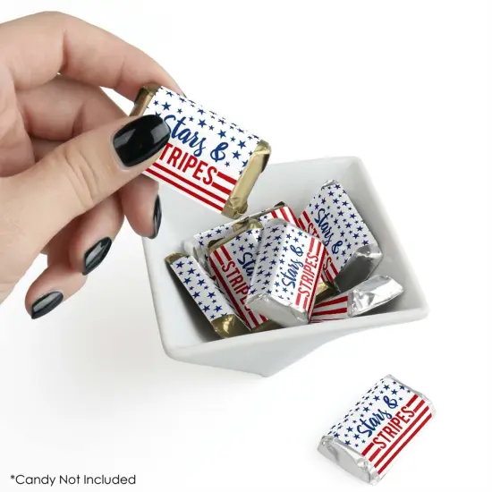 Big Dot of Happiness Stars and Stripes - Mini Candy Bar Wrapper Stickers - Memorial Day, 4th of July & Labor Day USA Patriotic Small Favors - 40 Count {3}