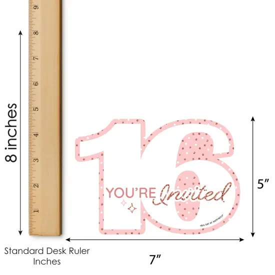 Big Dot of Happiness 16th Pink Rose Gold Birthday - Shaped Fill-In Invitations - Happy Birthday Party Invitation Cards with Envelopes - Set of 12 {7}