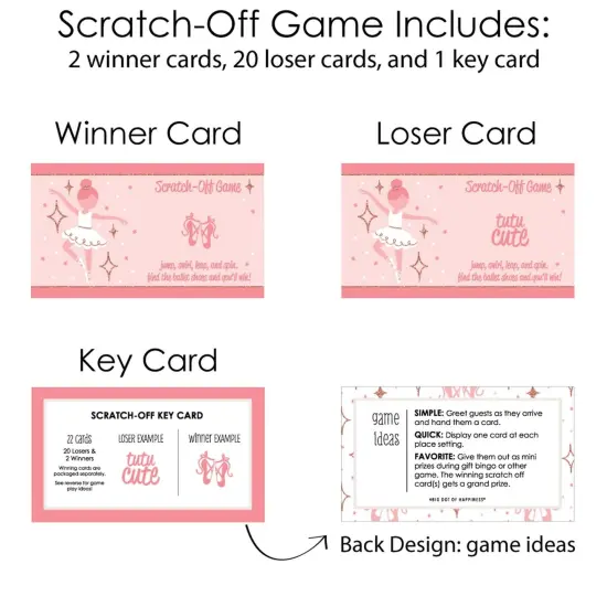 Big Dot of Happiness Tutu Cute Ballerina - Ballet Birthday Party or Baby Shower Game Scratch Off Cards - 22 Count {6}