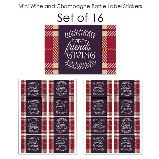 Big Dot of Happiness Friends Thanksgiving Feast - Mini Wine & Champagne Bottle Label Stickers - Friendsgiving Party Favor Gift for Women & Men - 16 Ct {7}