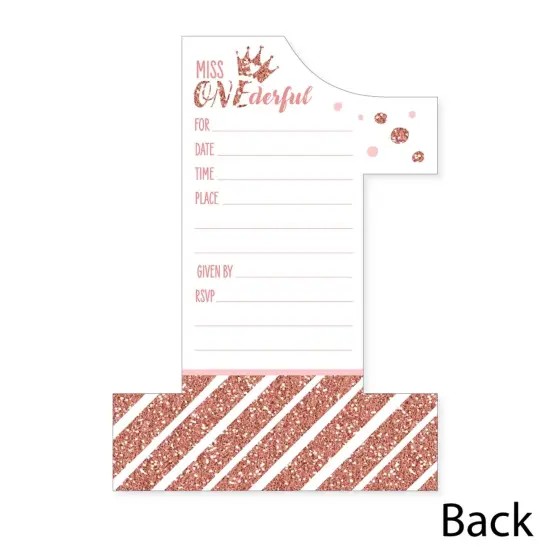 Big Dot of Happiness 1st Birthday Little Miss Onederful - Shaped Fill-In Invites - First Birthday Party Invitation Cards with Envelopes - Set of 12 {6}