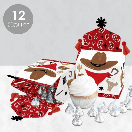 Big Dot of Happiness Western Hoedown - Treat Box Party Favors - Wild West Cowboy Party Goodie Gable Boxes - Set of 12 {4}
