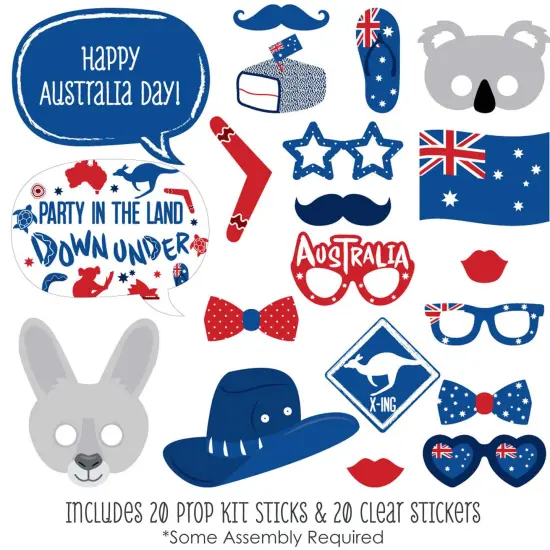 Big Dot of Happiness Australia Day - G'Day Mate Aussie Party Photo Booth Props Kit - 20 Count {3}