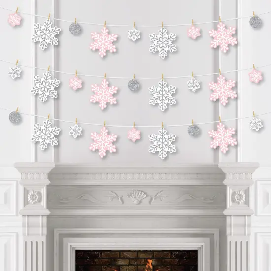 Big Dot of Happiness Pink Winter Wonderland - Holiday Snowflake Birthday Party and Baby Shower DIY Decorations - Clothespin Garland Banner - 44 Pieces {4}